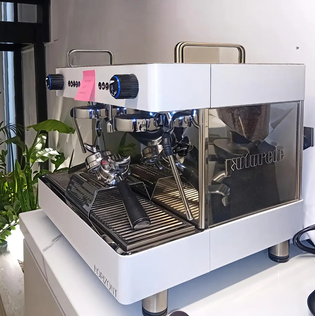 Coffee machine repair expert at work